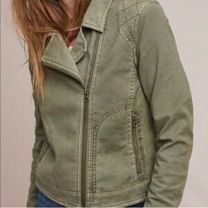 ANTHROPOLOGIE Easy Moto Jacket - XS Biker / Moto - Full Zip Green